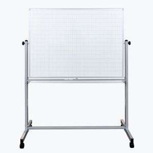 Luxor 48”W x 36”H Mobile Magnetic Double-Sided Ghost Grid Whiteboard - Premium Whiteboards