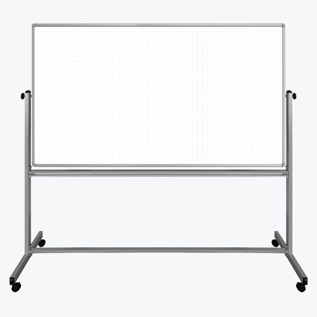 Luxor 72”W x 40”H Mobile Magnetic Double-Sided Ghost Grid Whiteboard - Premium Whiteboards