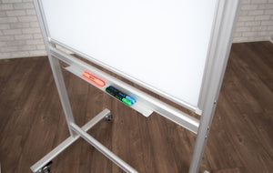 Luxor 30"W x 40"H Double-Sided Mobile Magnetic Glass Marker Board - Premium Whiteboards